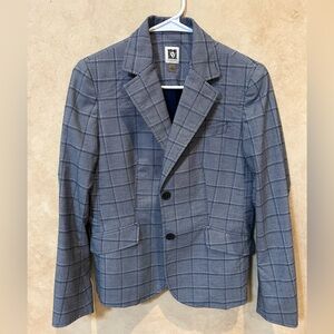 Anne Klein womens fitted Gray Checkered Blazer size 2